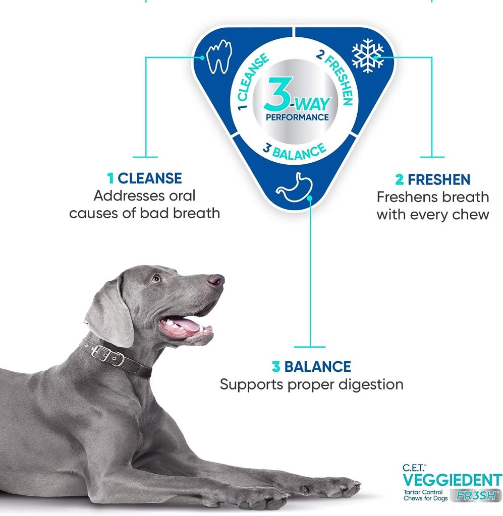 Virbac CET VEGGIEDENT FR3SH Tartar Control Chews for Dogs 30 count(Pack of 1), Beef, 8 oz