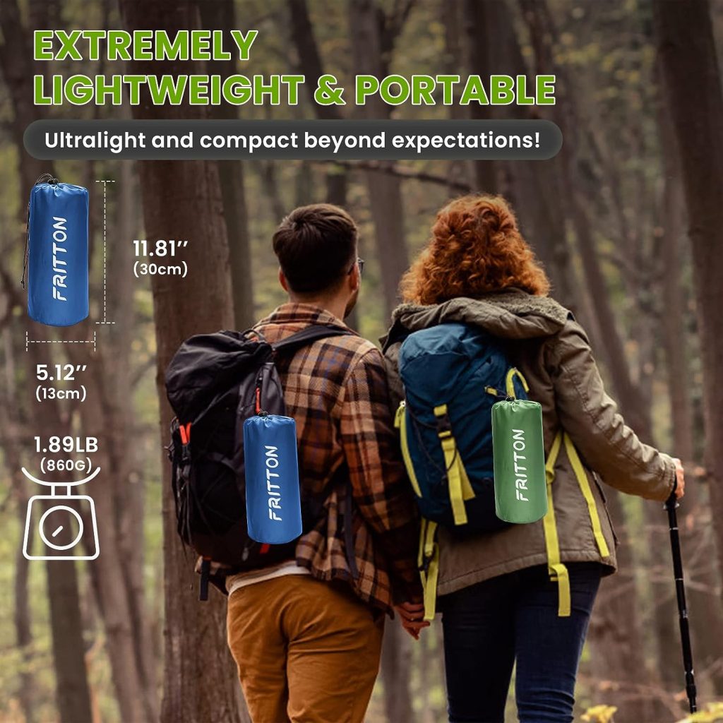 FRITTON Sleeping Pad for Camping, Inflatable Sleeping Mat with Pillow 76.7X26, Camping Pad with Built-in Foot Pump, Lightweight Camping Mattress Pad for Car Camping, Backpacking, Tent and Hiking