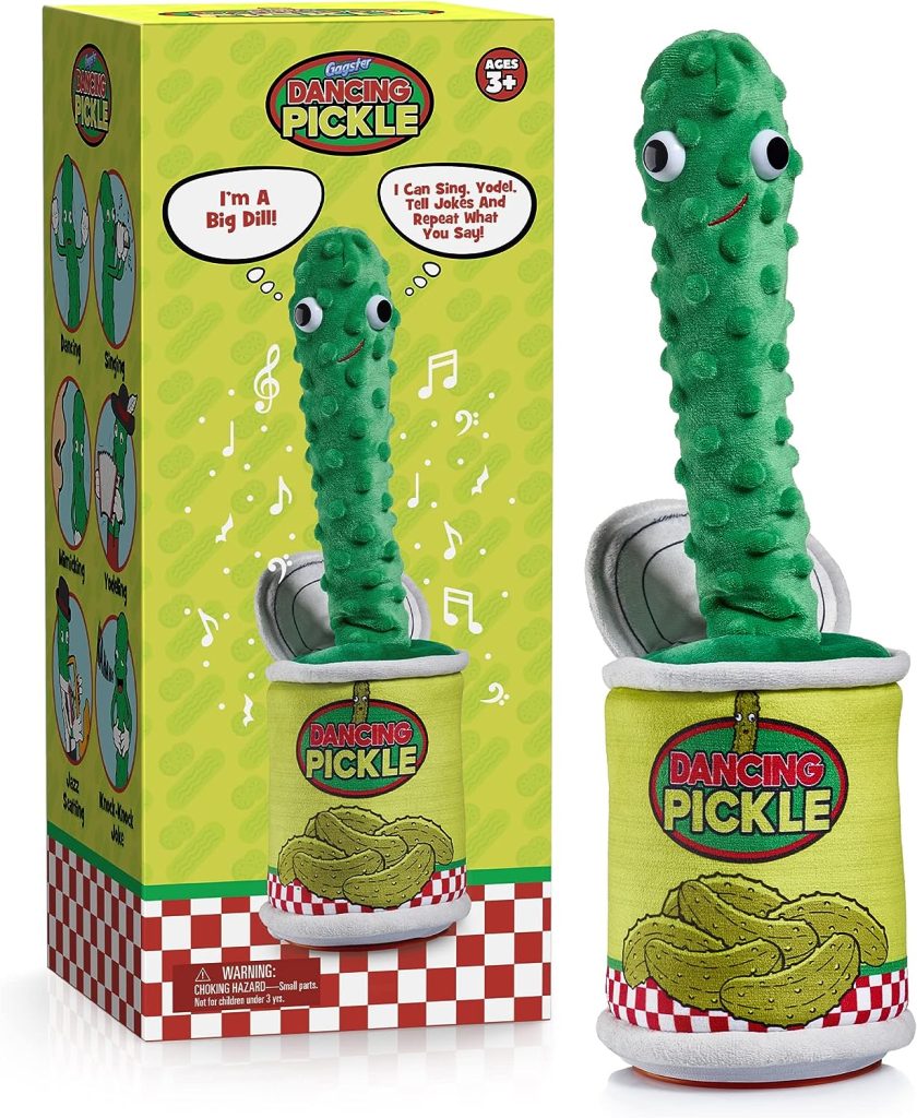 Gagster Dancing Pickle - Sings, Repeats What You Say Tells Jokes, Singing Pickle Toy, Electronic Yodeling Pickle, Funny Talking Pickle, Gag Gift for Anyone Who Loves Pickles and Funny Gifts