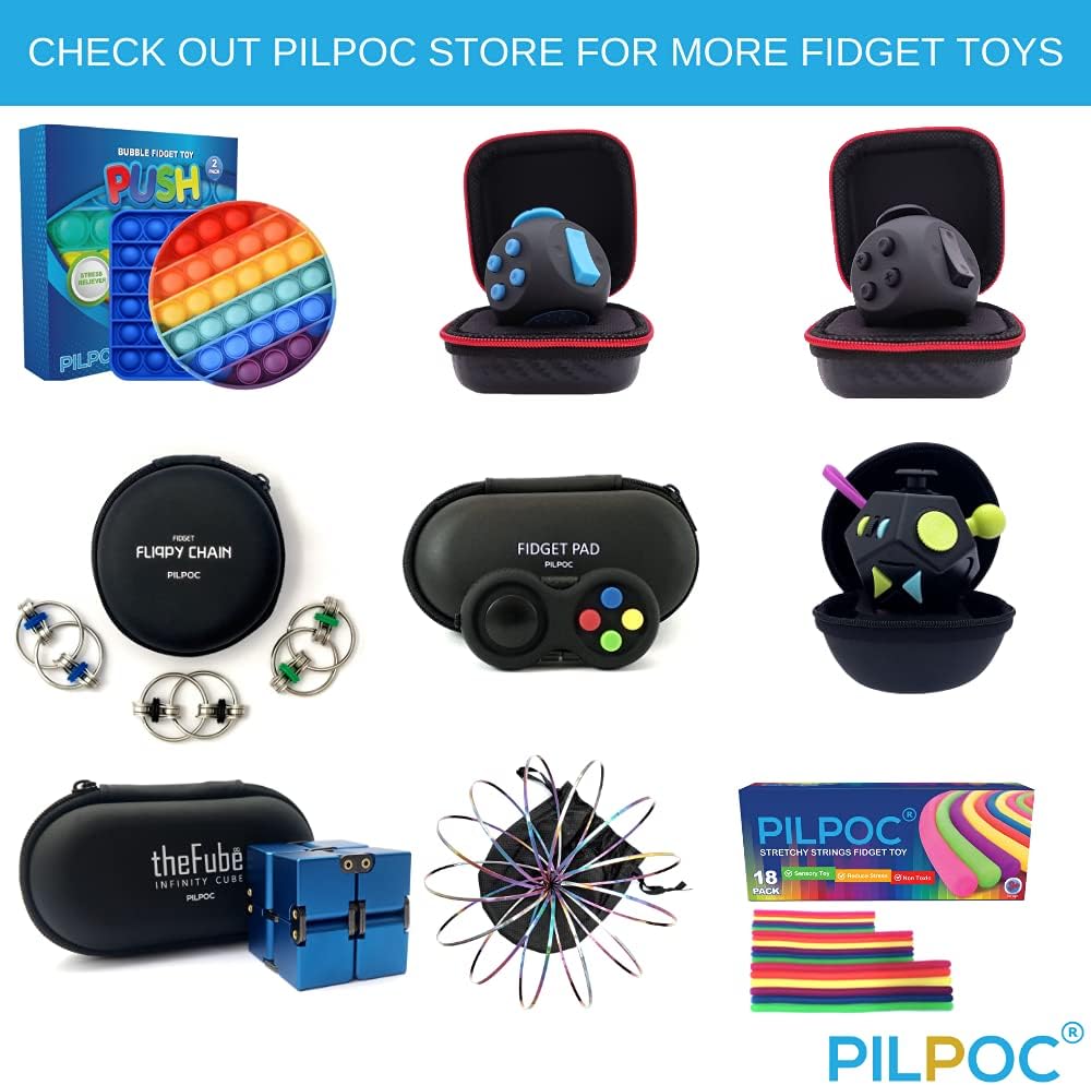 PILPOC theFube Infinity Cube Fidget Desk Toy - Aluminum Infinite Magic Cube with Case, Sturdy, Heavy, Relieve Stress and Anxiety, for ADD, ADHD, OCD (Black Red)