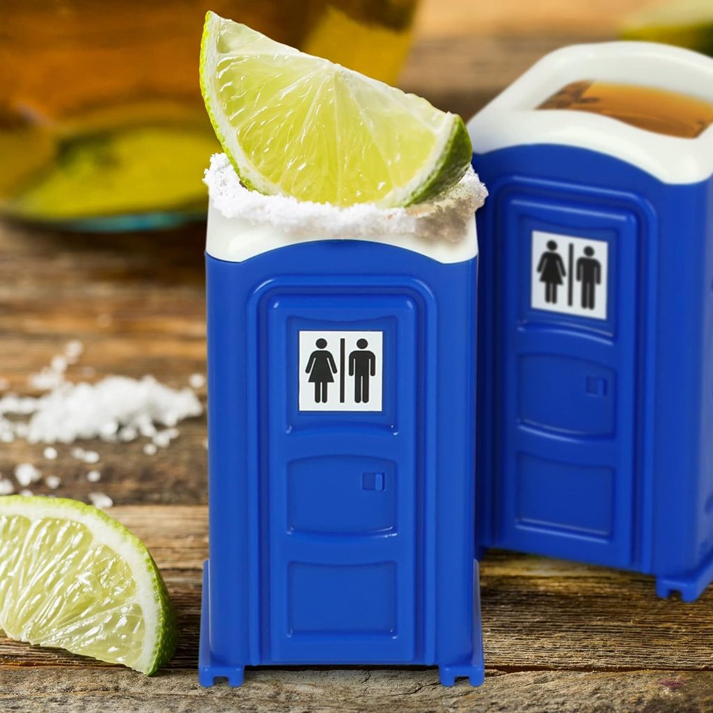 Porta Potty Shot Glasses, 1 Gift for Your #2 Humor, Funny Shot Glasses, Gag Gift for Men, White Elephant Exchanges, and Shot Glass Collectors