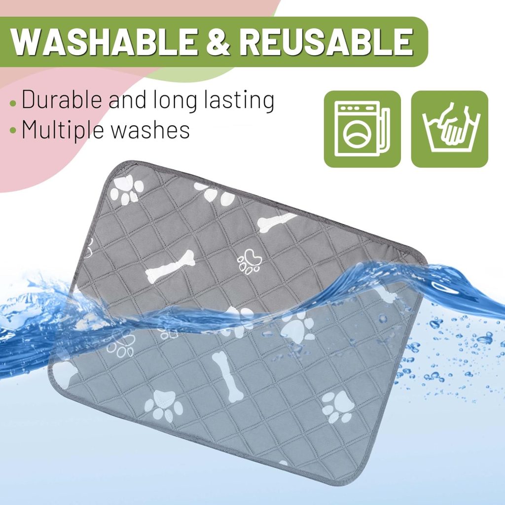 PatiencET Washable Pee Pads for Dogs, 18 x 24 Reusable Puppy Pads with Super Absorbent for Pet Training, Housebreaking and Incontinence, 2 Pack Puppy Potty Pads with Waterproof Bottom