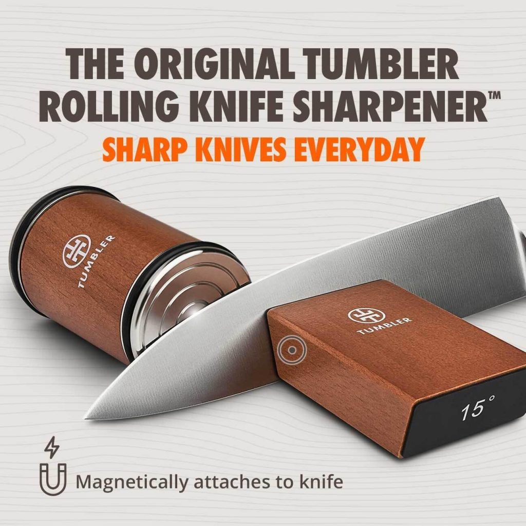 Tumbler Rolling Knife Sharpener™ - Knife Sharpening Made Easy - Rolling Knife Sharpening System for Kitchen Knives - Knife Sharpener Kit Offers 15 20 Degree Sharpening