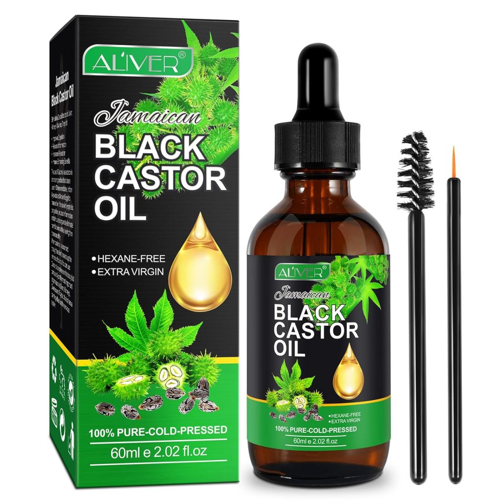 DuoXingTang Organic Castor Oil,100% Pure Natural Jamaican Black Castor Oil for Hair Growth, Eyelashes and Eyebrows-Hair Oil and Body Oil - Cold Pressed Moisturizing Massage Oil 60ml