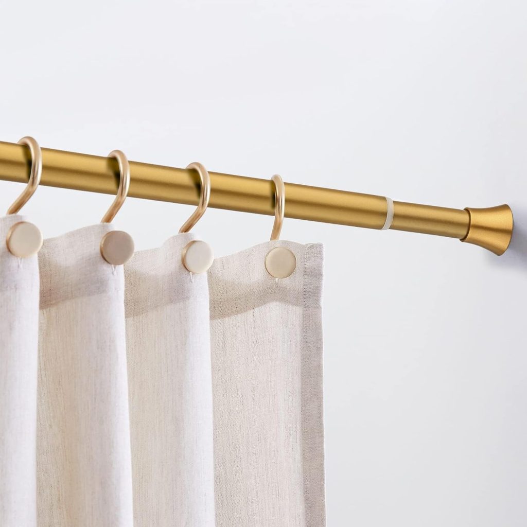 EBOATOP Tension Curtain Rod - Black Shower Curtain Rod - Adjustable 32 to 72 inch Spring Tension Shower Rod No Drilling Non Slip, Matte Black
