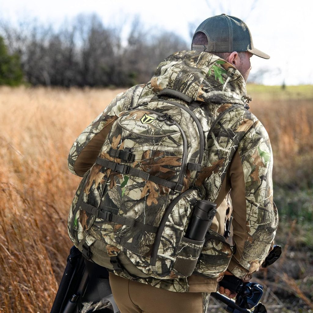 TIDEWE Hunting Backpack, Waterproof Camo Hunting Pack with Rain Cover, Durable Large Capacity Hunting Day Pack for Rifle Bow Gun (Next Camo G2)