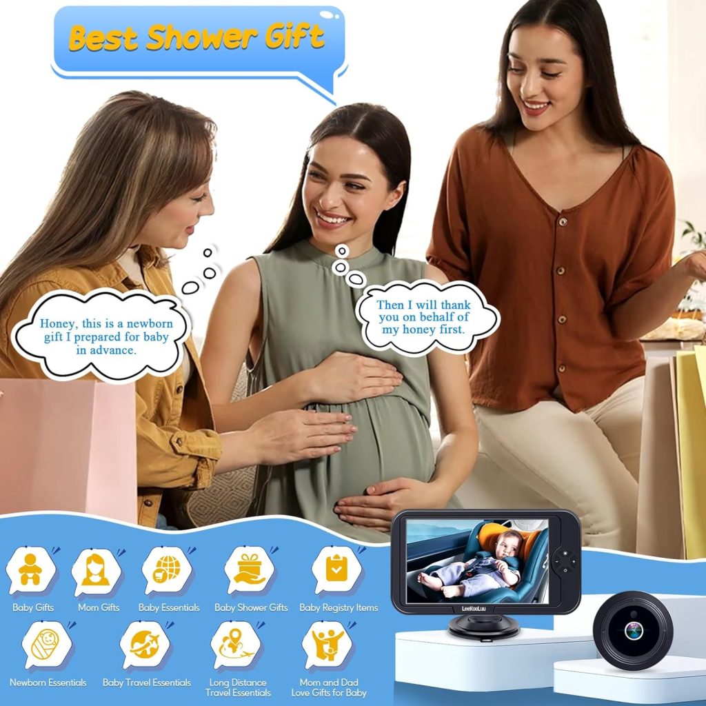 LeeKooLuu Baby Car Camera USB: Protect Eyes Gift for Infant 2 Mins Easy Install Rear Facing Car Seat Baby Monitor with Camera HD 1080P Crystal Night Vision Backseat Camera 360° Rotation Two Kids K01