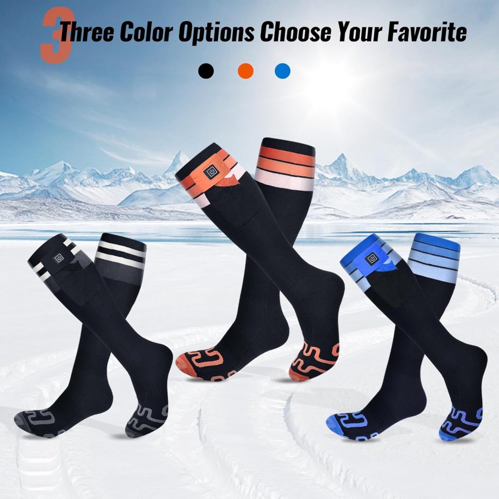 Latitop 2023 Upgraded Heated Socks for Men Women with APP Remote Control 7.4V 22.2WH,6000mAh Up to17H Rechargeable Heated Ski Sock 5 Levels Temperature for Winter Outdoor Camping Hiking Skiing