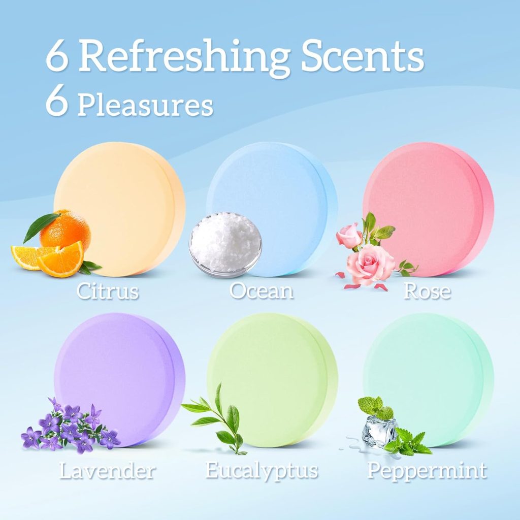TranquilBliss Shower Steamers 6 Count, Christmas Gifts Stocking Stuffers for Women, Shower Bombs, Self-Care Relaxation Birthday Gifts for Women