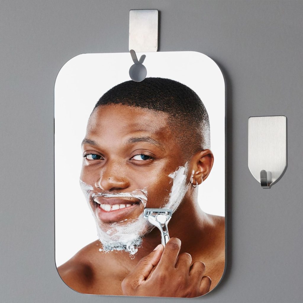 canhard Shower Mirror Fogless for Shaving Mirror Shaving Fogless Mirror for Shower,8x6 Inch,Anti Fog Suction Fogless Shower for Men Fog Free No Fog Mirrors Wall Hanging,Handheld Camping Unbreakable
