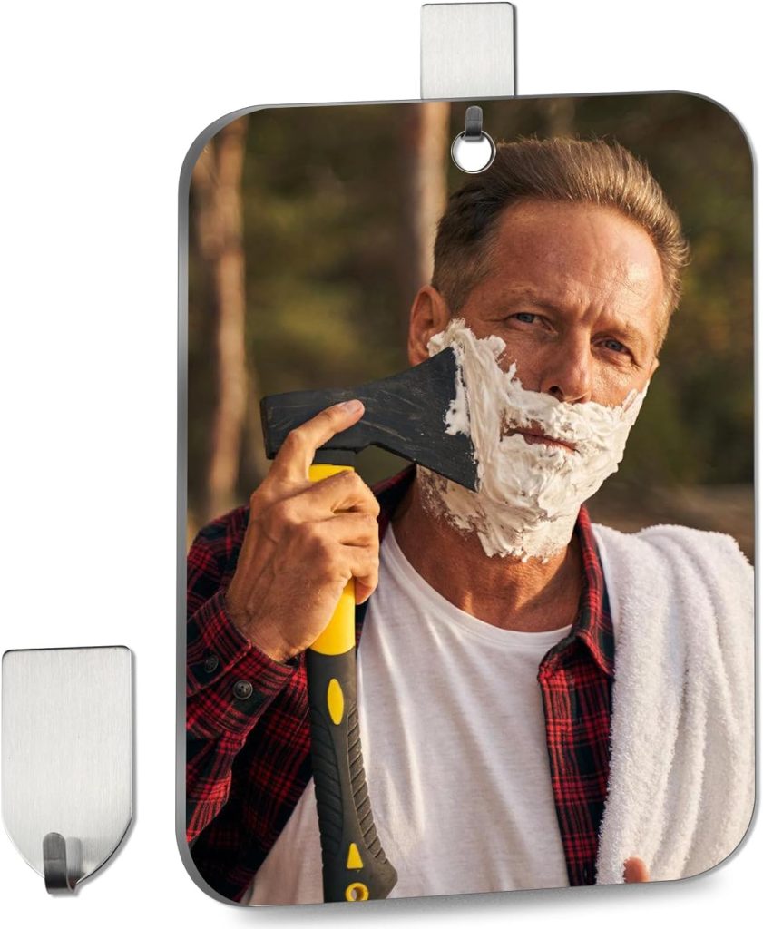 canhard Shower Mirror Fogless for Shaving Mirror Shaving Fogless Mirror for Shower,8x6 Inch,Anti Fog Suction Fogless Shower for Men Fog Free No Fog Mirrors Wall Hanging,Handheld Camping Unbreakable